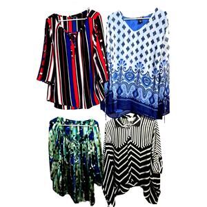 Women's 2X 18W 20W Tops Shirts Blouses Wholesale Bulk Lot 4 Plus Size XXL 2XL